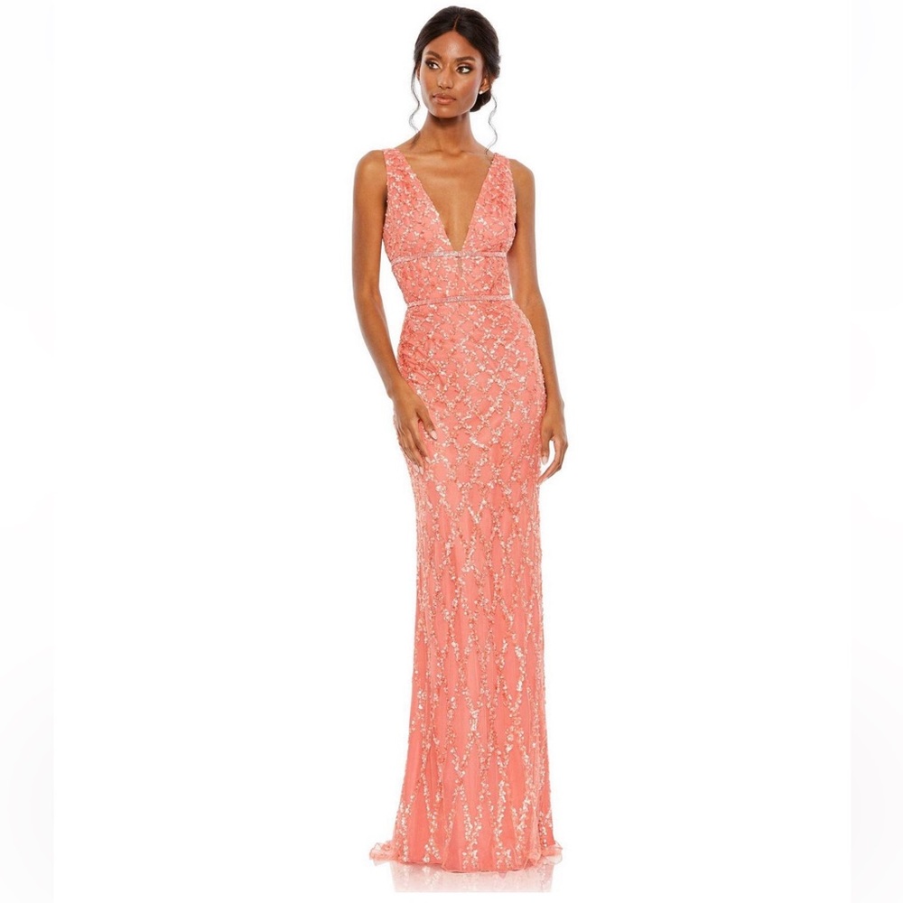 Elegant Coral Evening Gown